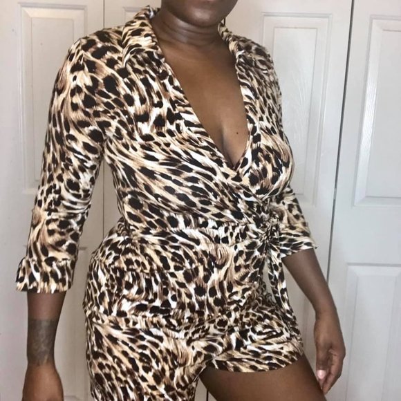 leopard print jumpsuit shorts